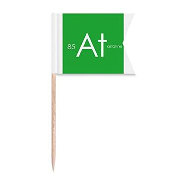 Imagem de Elementos Químicos Mesa de Período Halógenos Elemento Astatina no Palito de Dente, Marcação de Etiquetagem para Bolo de Festa Prato de Queijo