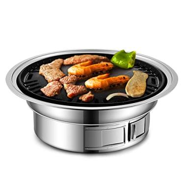 Imagem de Churrasqueira a carvão antiaderente coreana churrasqueira portátil de aço inoxidável churrasqueira a carvão fogão para acampamento ao ar livre cozinhar