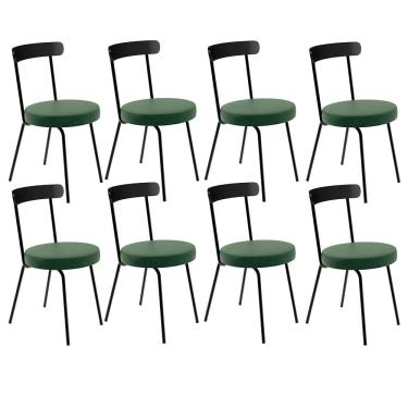 Imagem de Kit 8 Cadeiras Decorativa Estofada Para Sala De Jantar Haia F01 Couríssimo Verde Musgo - Lyam Decor