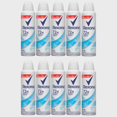 Imagem de Kit 10 Desodorante Rexona Cotton Dry Aerosol Antitranspirante 48h 150ml