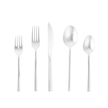 Imagem de FORTESSA Talheres Arezzo de aço inoxidável 18/10, 20 peças com facas de mesa, garfos e colheres (serviço para 4), lavável na lava-louças, escovado