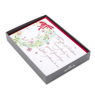 Imagem de Hallmark Cartões de Natal em caixa religiosa, guirlanda (16 cartões e 17 envelopes)