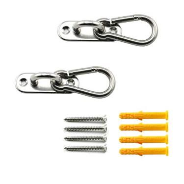 Imagem de Lind Kitchen — Conjunto de acessórios para pendurar na parede e no teto 304 de aço inoxidável com suporte redondo pesado e gancho para os olhos + gancho de encaixe para yoga e cadeiras de rede, M8 Strip Pad