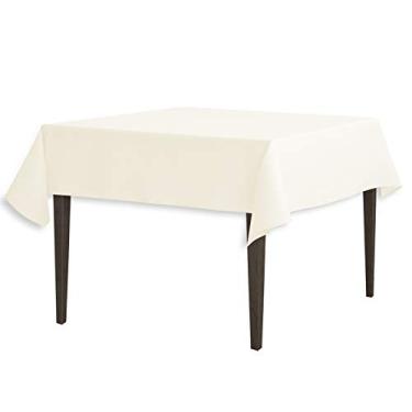 Imagem de LinenTablecloth Toalha de mesa quadrada de poliéster de 137 cm marfim
