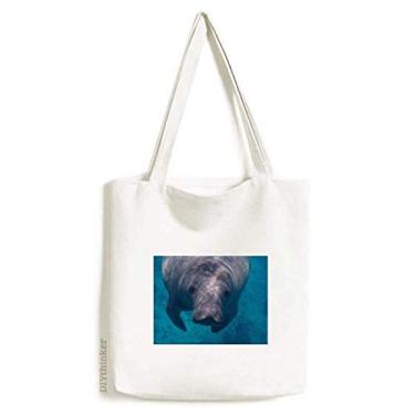 Imagem de Bolsa de lona para fotografia de organismo marítimo com imagem de animal, bolsa de compras casual