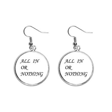 Imagem de Brinco feminino com citações All In Or Nothing Pingente de prata