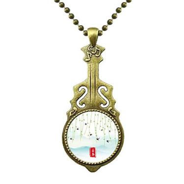 Imagem de DIYthinker Colar Spring Begins Twenty Four Solar Term Joias Pingente de Música de Guitarra Antiga