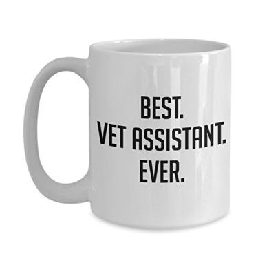 Imagem de Caneca de assistente veterinária – Melhor assistente veterinário de todos os tempos – Copo de café de cacau quente divertido – Ideia de de Natal