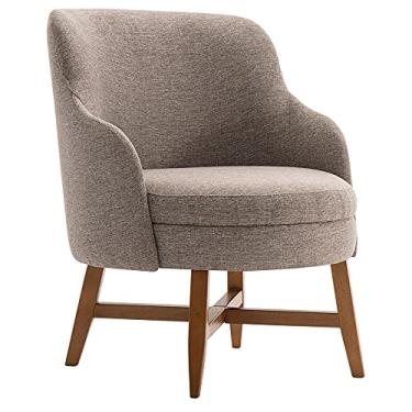 Imagem de Poltrona Decorativa Com Braço Amber Linho Cinza - Gran Belo