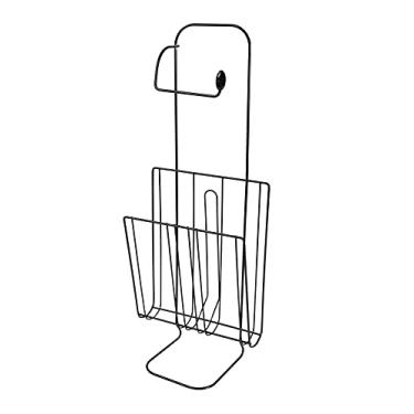 Imagem de Suporte de Papel Higiênico para 3 Rolos com Revisteiro Preto Brilhante PR470 Utimil, Suporte Preto; Ponteira Preta