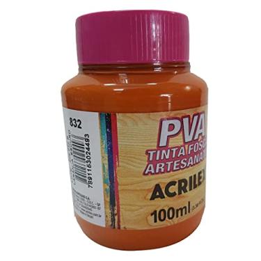 Imagem de Tinta PVA Fosca para Artesanato Acrilex 100 ml Laranja Escuro - 832