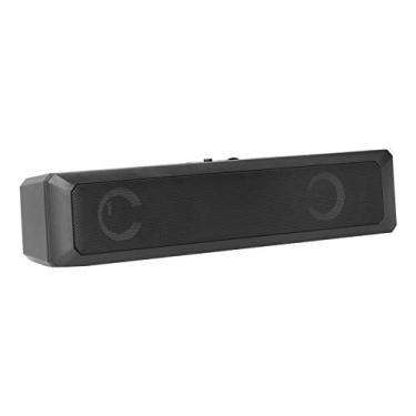 Imagem de Qiilu Barra de som estéreo RGB Soundbar preto Abs A4 com fio Cfor OMPuter Soundbar RGB efeito de luz estéreo alto-falante baixo estéreo Home o Speaker