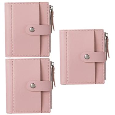 Imagem de VALICLUD 3 Pecas carteira porta-moedas bolsa de mini bolsa rosa garotas bolsas Bolsa de couro bolsa feminina titular de cartões de crédito seção fina cartão de dinheiro viagem pu