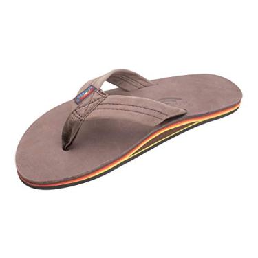 Imagem de Sandálias Masculinas Rainbow de Couro Premier, Camada Única, Alça Larga com Arco, Expresso/Rainbow, 7.5-8.5