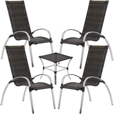 Imagem de Jogo de Mesa e Cadeiras de Alumínio em Fibra Sintética Área Externa ou Interna