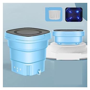 Imagem de Poderosa máquina de lavar pequena portátil Mijia Máquina de lavar dobrável com balde de secador para roupas Lavadora de roupas Roupa Interior Portátil Meias de limpeza ultrassônica (Cor: luz azul e azul)