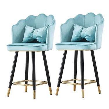 Imagem de Cadeiras de jantar cadeiras de sala de jantar elegantes bancos de bar de cozinha de café da manhã com encosto conjunto de 2, cadeiras de bar de veludo para cozinha restaurante bar 65/75 cm altura tudo está bem