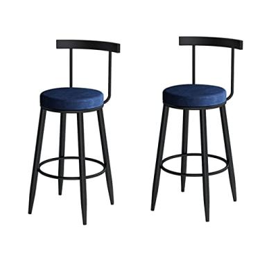 Imagem de Cadeiras de jantar cadeiras de sala de jantar banquetas de bar modernas conjunto de 2 cadeiras de bar estofadas de veludo assento de metal apoio para os pés para café da manhã balcão de bar cozinha ilha rosa altura do assento - 65/75 cm Tudo está bem