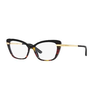 Imagem de Óculos Dolce & Gabbana DG 3325 3400 Preto no Inverno Impressão de Flores, Estampa de flores pretas no inverno, 54/17/140