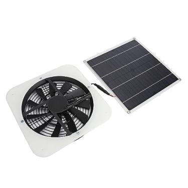 Imagem de Kit de ventilador de painel solar, ventilador alimentado por energia solar de 100 W com à prova de chuva, alto fluxo de ar, exaustor de alta velocidade, ventilação de montagem na parede, ventilação de resfriamento para uso doméstico, estufa, galpão (branco)