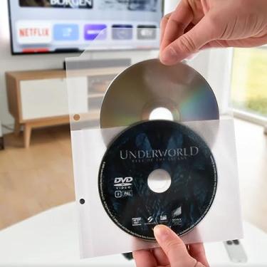 Imagem de Tarifold Pacote de DVD - 50 mangas duplas de armazenamento de DVD, 2 fichários de DVD e 50 fitas adesivas de DVD (10266)