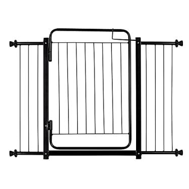Imagem de Grade de Segurança 119cm a 124cm Proteção Reforçada Bebês Pets para Vãos Portas Escada - Acompanha Extensores (Preta)