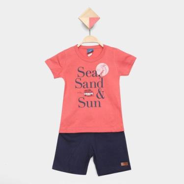 Imagem de Conjunto Curto Infantil Romitex Areia E Sol Camiseta + Short Moletinho