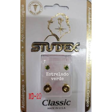 Imagem de Brinco Studex Classic 4Mm Tiffany Verde Medio Dourado
