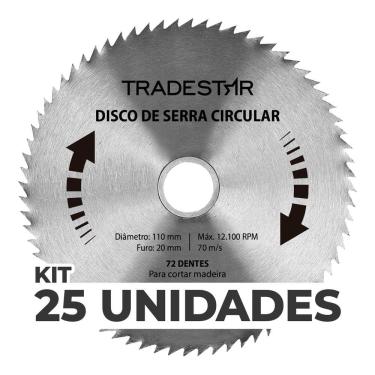 Imagem de Kit 25 Discos Serra Circular Madeira 72 D 110x20mm Makita