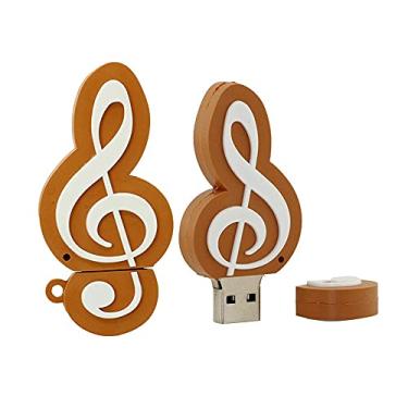 Imagem de 64 GB Música nota forma USB Flash Drives Pen Drive memória Flash Stick PenDrives USB Flash Disk Thumb Drive U disco USB 2.0 Pen Drive PenDrive (café branco)