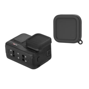 Imagem de NUHFUFA Capa protetora de lente de silicone acessórios de tampa de lente macia compatível com Insta360 Ace Pro lavável tampa anti-perda com orifício de cordão (preto)