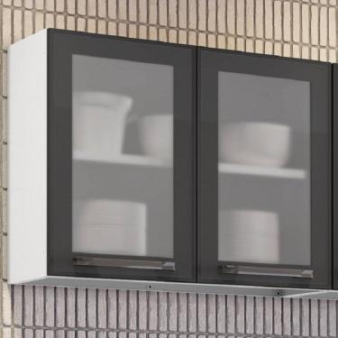 Imagem de Armário em Aço 70cm 2 Portas de Vidro Florença Itatiaia Grafite