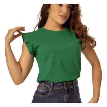 Imagem de Blusa Feminina Básica Muscle T-shirt Look Formal E Casual Tee (BR, Alfa, M, Regular, Verde)