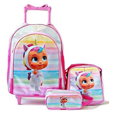 Imagem de Mochila Cry babies Unicornio Dreamy Rodinhas Lancheira Estojo