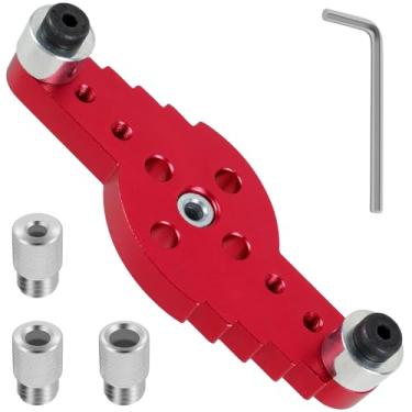 Imagem de BENGBUM Gabarito de perfuração vertical de bolso de liga de alumínio localizador de perfuração de furo reto guia de perfuração de cavilha autocentrante com scriber posicionador de broca de cavilha de