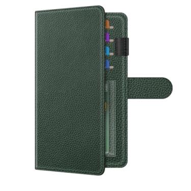 Imagem de Fintie Capa para talão de cheques pessoal, bloqueio de RFID, grande capacidade, registro padrão, cheques duplicados com porta-canetas, compartimentos para cartões, Verde meia-noite, Clássico