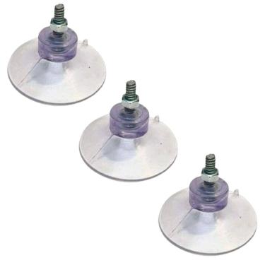 Imagem de Kit 3 Ventosas de 40mm (4 cm) PVC Cristal C/Parafuso e Porca