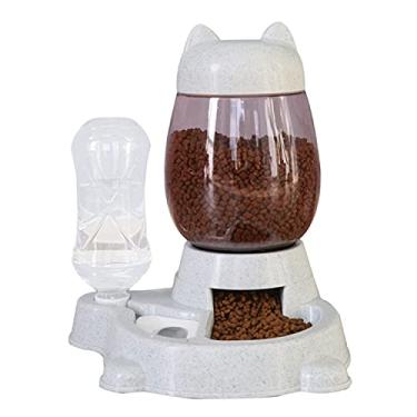 Imagem de Alimentador automático para gatos, tigela de armazenamento de ração para cães, conjunto de dispensador de água fofo e automático com garrafa de água, dispensador de água, prato de comida de água para