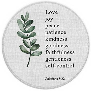 Imagem de Tapete de rato com escrituras bíblicas cristãs Gálatas 5:22 Love Joy Peace 19 x 19 cm, base de borracha antiderrapante para dormitório, escritório, casa, mesa, presentes