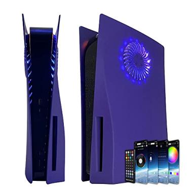 Imagem de PS5 Faceplate with RGB Light Strip and Dust Filter for Cooling Vents DOBEWINGDELOU 400+ Effects LED Light Ring Console Cover for PlayStation 5 Disc Edition DIY Decoration Kit Accessories Purple