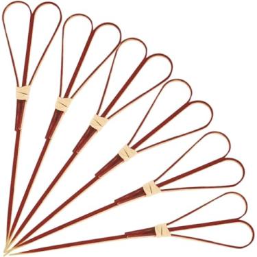 Imagem de 100 Pçs Palitos de coquetel de bambu, espetos para aperitivos, acessórios de charcutaria, palitos de bambu em forma de coração, palitos de dente para aperitivos, palitos longos de coquetel - vermelho, 15 cm