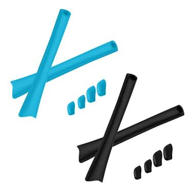 Imagem de Boldbright Kits de borracha de substituição para óculos de sol Oakley Flak Jacket XLJ OO9009 - azul celeste e preto