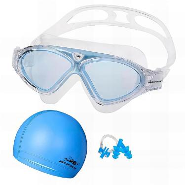 Imagem de Kit Máscara de Natação Gold Sports Silicone Confort HD - Touca Pu e Protetor nasal e ouvido-Unissex