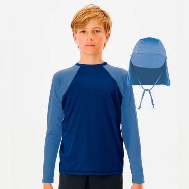 Imagem de Conjunto Camiseta Praia Proteção Solar UV 50+ Bone Infantil Bebe