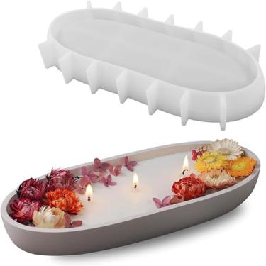 Imagem de Moldes de silicone para vaso de flores 3D em forma de barco, vasos de vela, tigela de armazenamento de concreto, moldes de gesso, caneta, prato, resina epóxi, moldes de argila