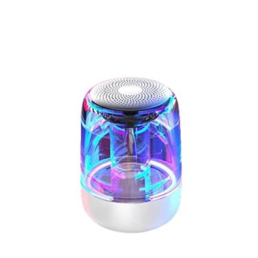 Imagem de Generic C7 Alto-falante Bluetooth sem fio, subwoofer, luzes coloridas, portátil, carro, PC, celular, cristal e alto-falante Bluetooth (branco)