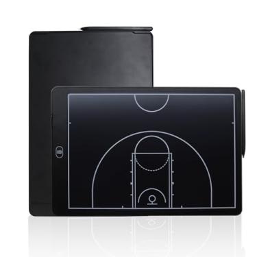Imagem de Tela LCD de 40,6 cm, placa tática de treinamento, placa eletrônica com caneta stylus, com função de bloqueio, para treinador de basquete e futebol (basquete meia quadra)