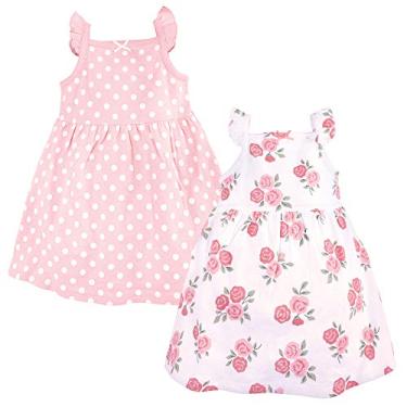 Imagem de Hudson Baby Vestidos de algodão para bebês meninas, Rosas rosa macias, 0-3 Meses