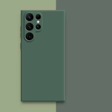 Imagem de Capa quadrada de silicone líquido para Samsung Galaxy S23 S24 Ultra S22 Plus S21 FE S20 Note 20 10 S8 9 10 Plus Protetora de tecido macio para telefone Back Cove, verde escuro, para Samsung S20