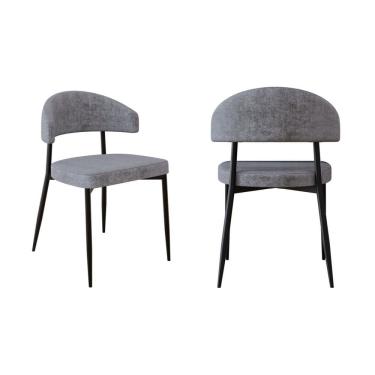 Imagem de Cadeira Bless Fixa com 4 Pés 55 X 52,5 X 77,5 Cm com 2 Unidades Cinza/Preto